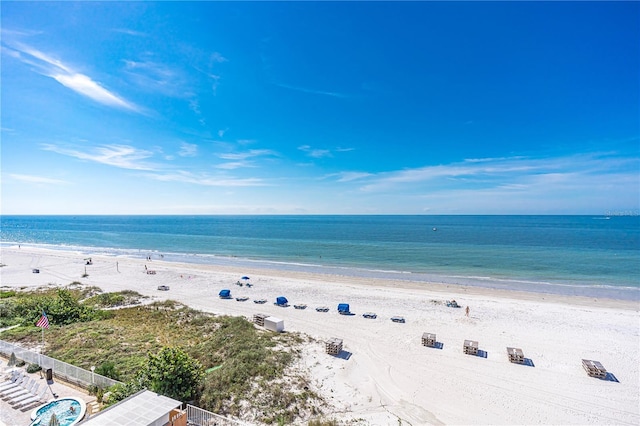 property view of water with a beach view