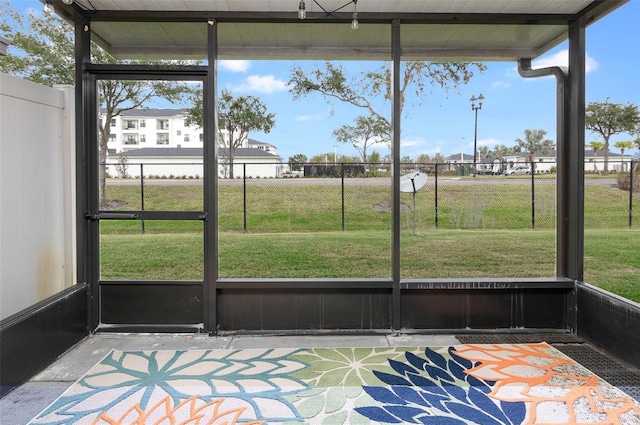 view of unfurnished sunroom