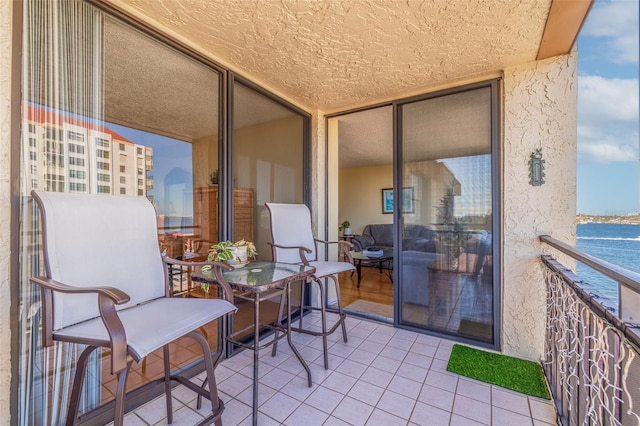 balcony with a water view