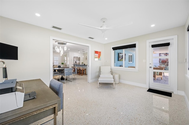 office featuring ceiling fan