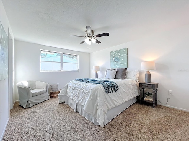 bedroom featuring carpet flooring and ceiling fan