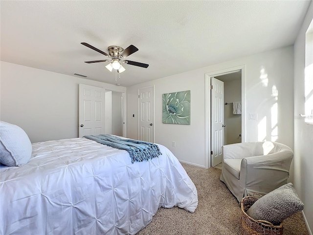 bedroom with carpet flooring and ceiling fan