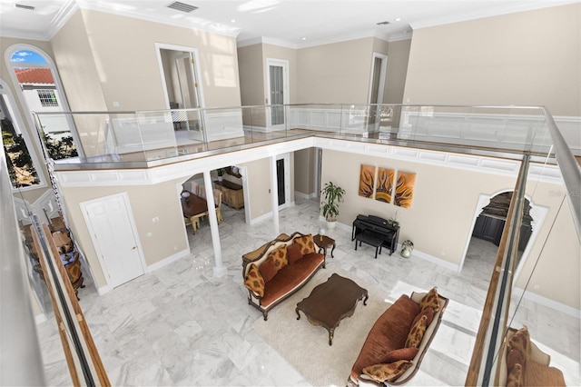 interior space with a patio area, a balcony, and stucco siding