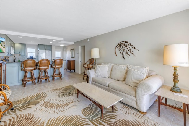 view of tiled living room