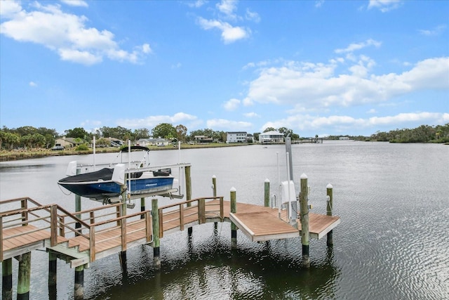 dock area with a water view