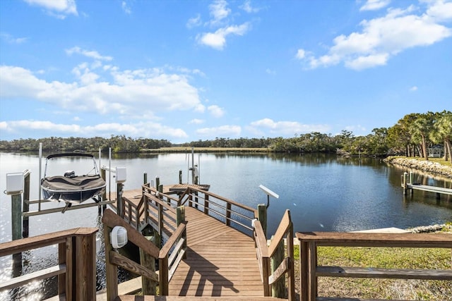 dock area featuring a water view