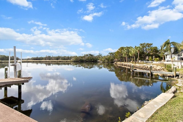 dock area featuring a water view