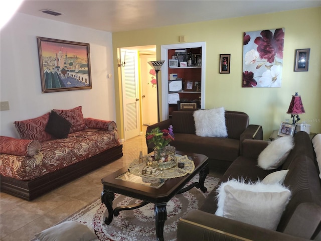 view of tiled living room