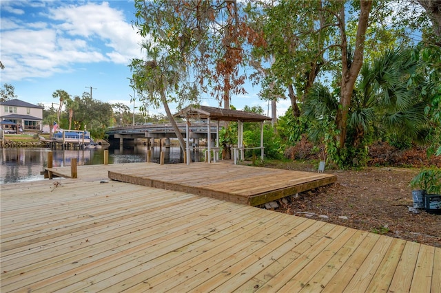 dock area featuring a water view