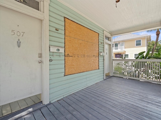 wooden terrace with covered porch