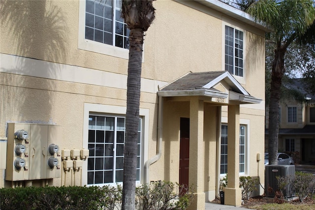 property entrance with central air condition unit