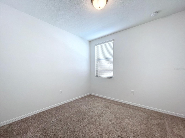 unfurnished room featuring carpet and a textured ceiling