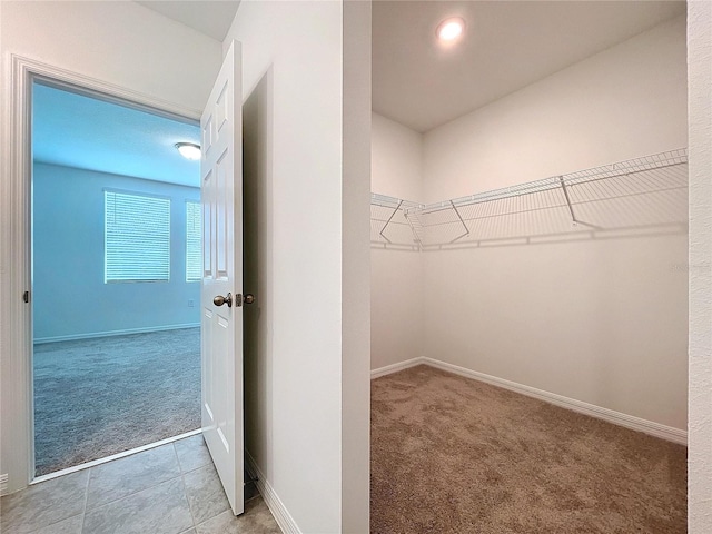 spacious closet with carpet flooring