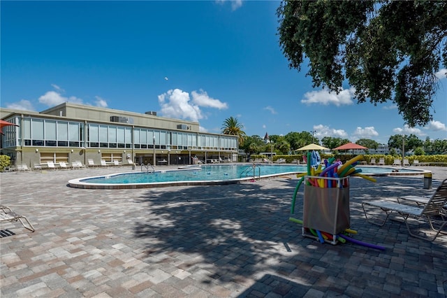 view of pool with a patio area