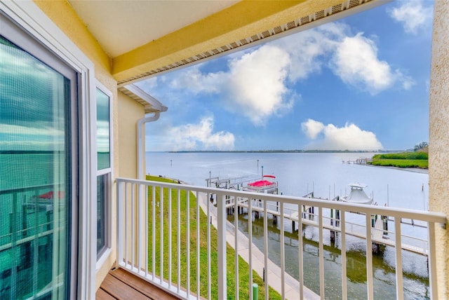 balcony with a water view