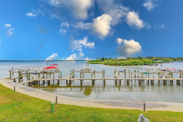 dock area featuring a water view