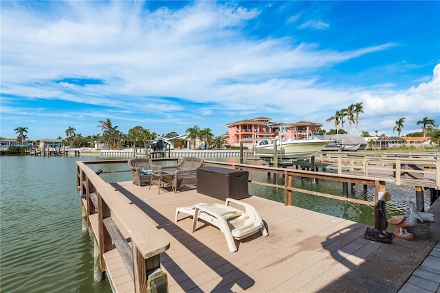 view of dock featuring a water view