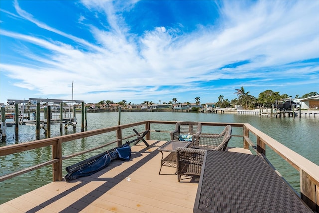 view of dock featuring a water view