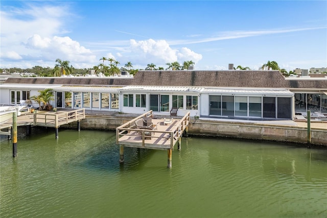 view of dock featuring a water view