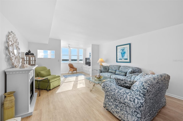 living room featuring light hardwood / wood-style flooring