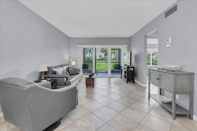 view of tiled living room