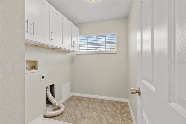 laundry room featuring cabinets, washer hookup, and electric dryer hookup