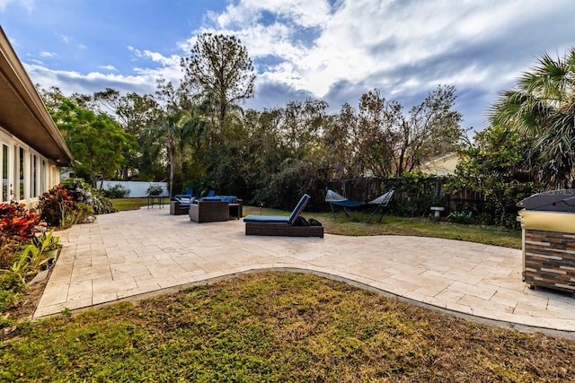 view of patio / terrace with an outdoor living space