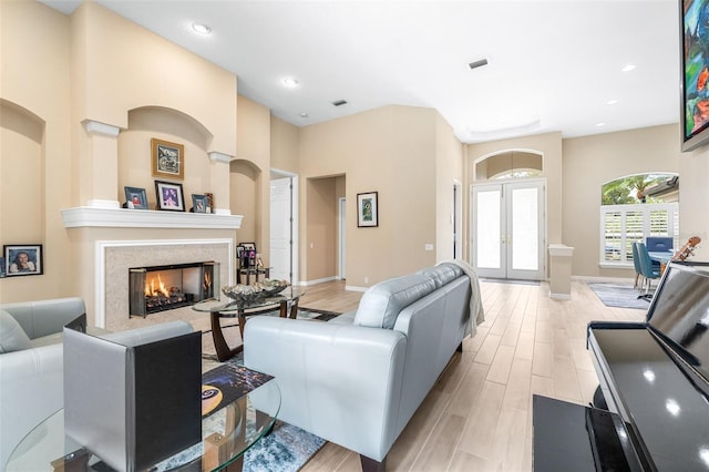 living room featuring french doors