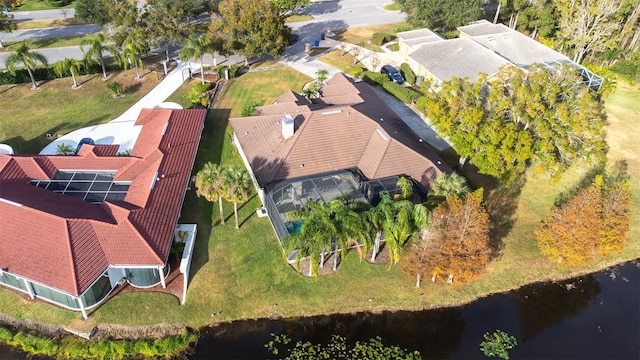 bird's eye view featuring a water view