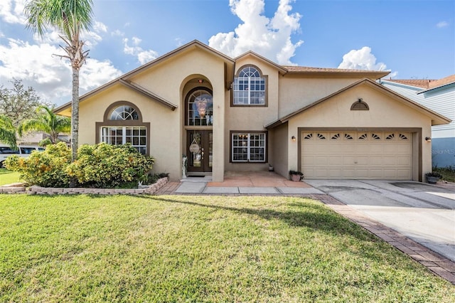 view of front of house with a front lawn