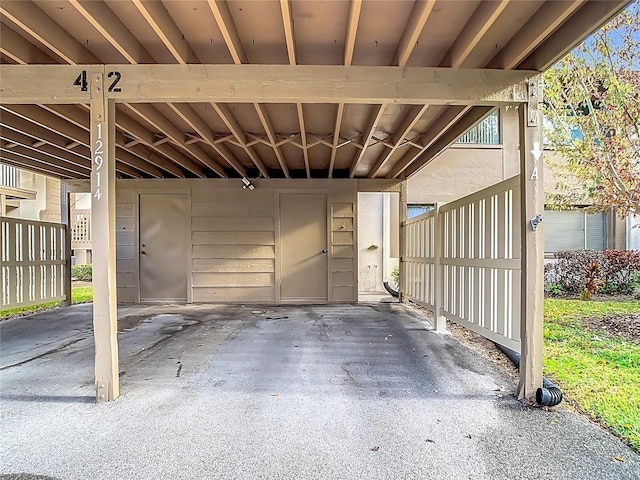 exterior space featuring a carport