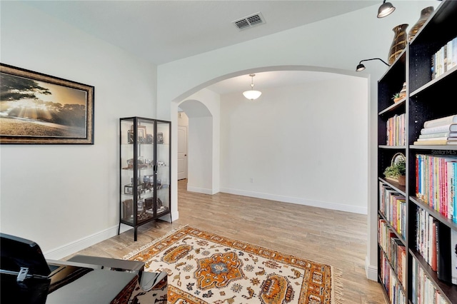 sitting room with light wood-type flooring