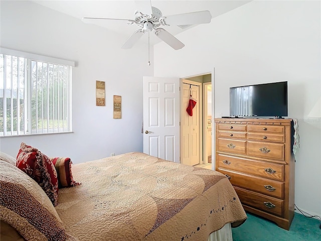 bedroom featuring carpet flooring and ceiling fan