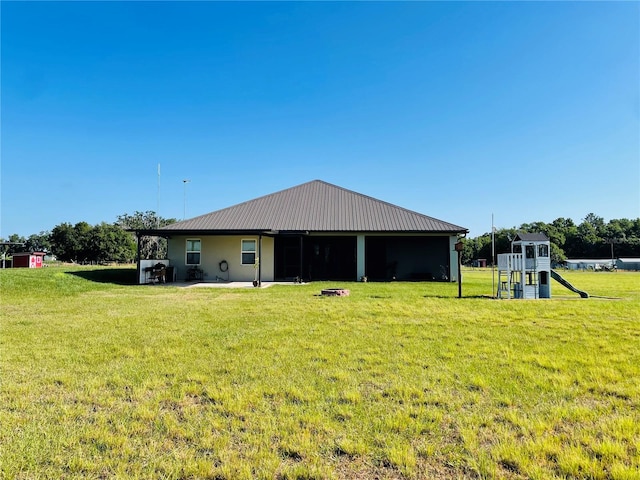 exterior space with a yard