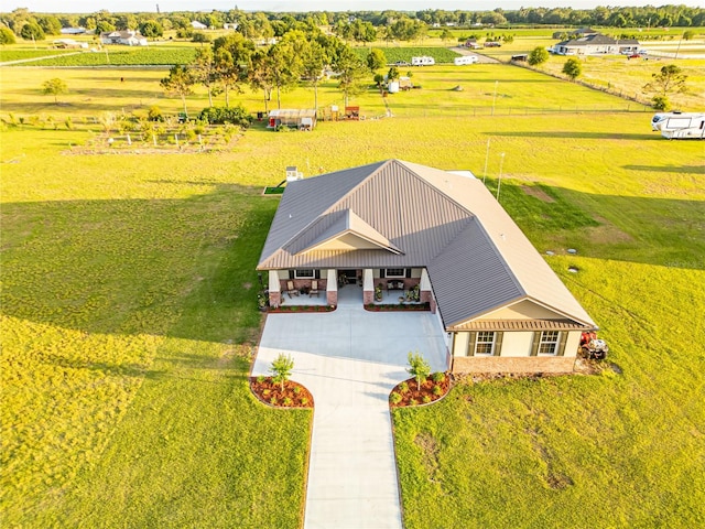 drone / aerial view with a rural view