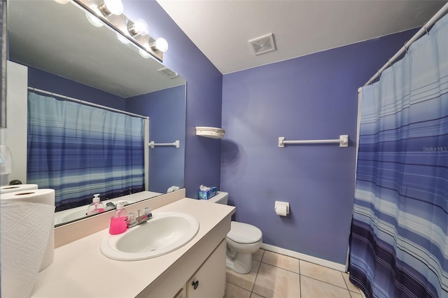 bathroom featuring tile patterned floors, vanity, and toilet