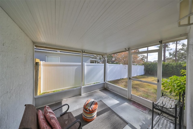 view of unfurnished sunroom