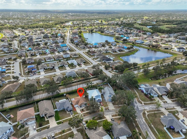 bird's eye view featuring a water view