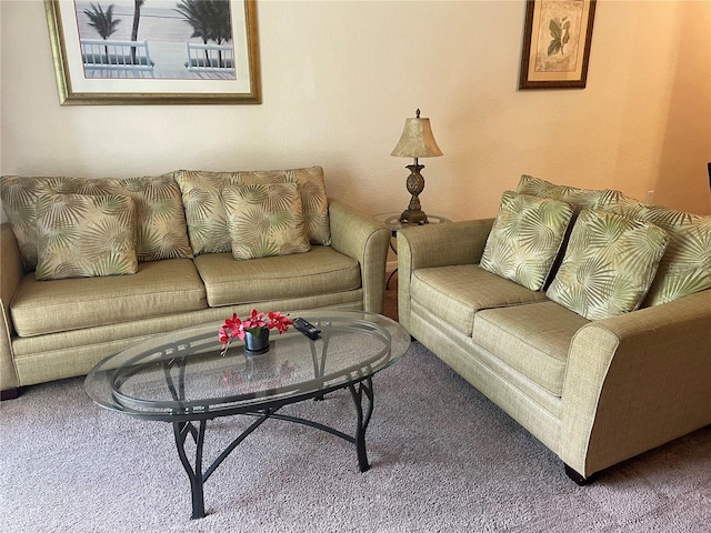 living room with carpet flooring