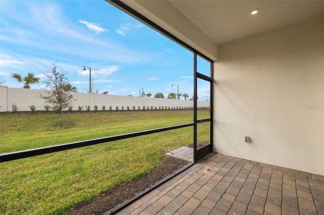 view of unfurnished sunroom