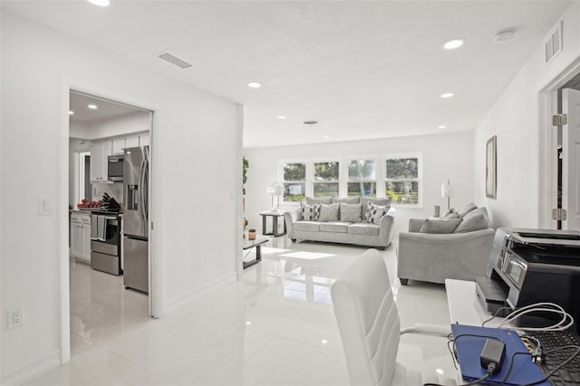 view of tiled living room