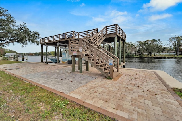 dock area featuring a water view