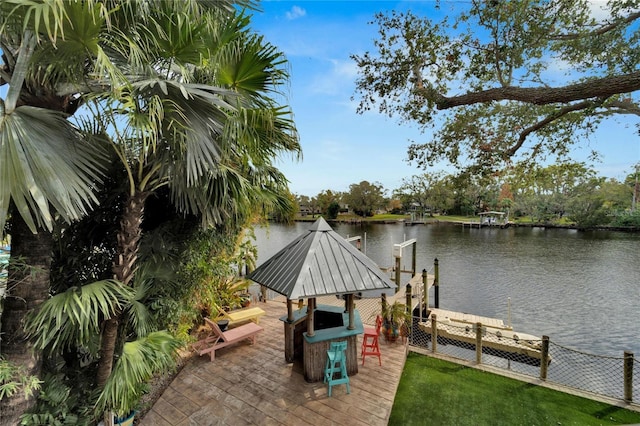 view of dock featuring a water view