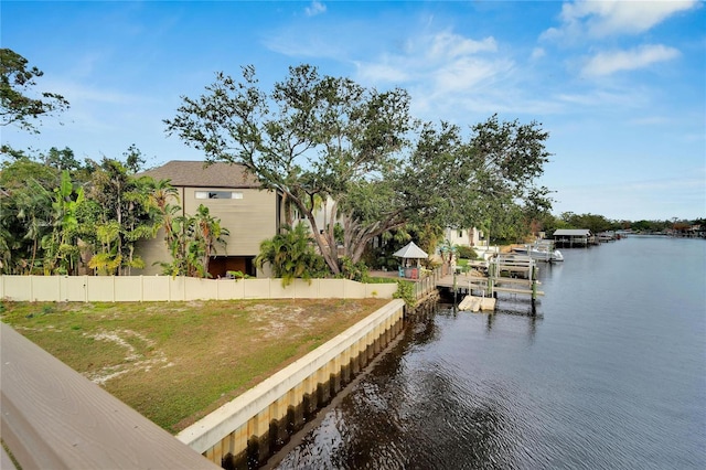 view of dock featuring a water view