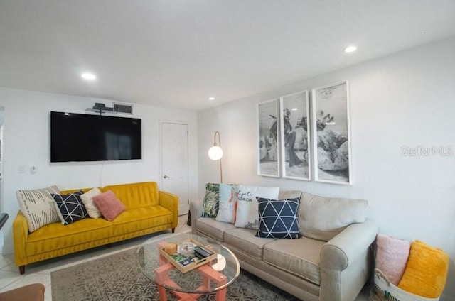 view of tiled living room