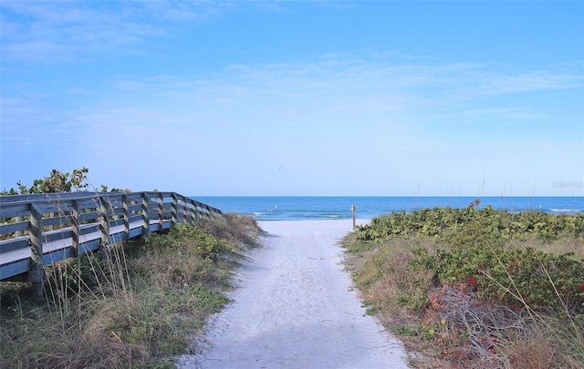 property view of water with a beach view