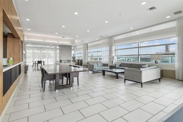 view of tiled dining area