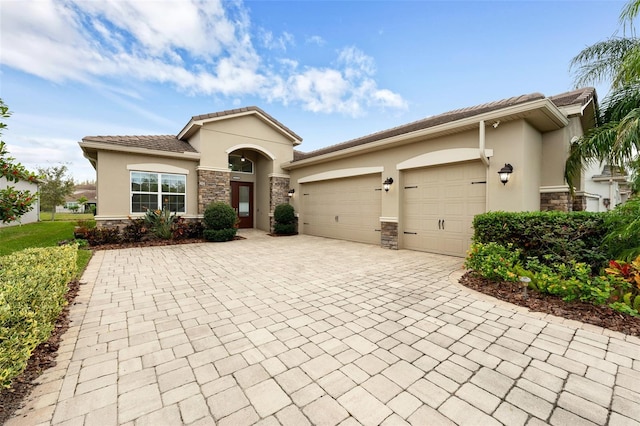 view of front of house with a garage