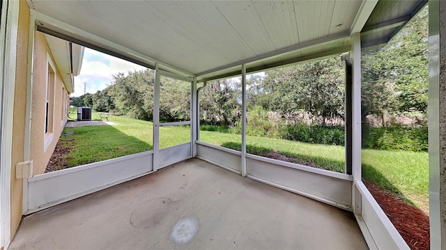 view of unfurnished sunroom