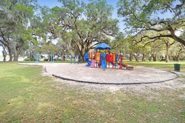 view of playground featuring a yard